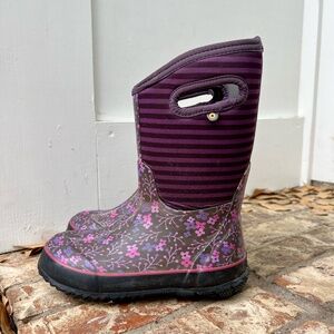 BOGS Kids Waterproof Insulated Rain Boots Youth 2 EU 33 Winter Snow Floral Girls
